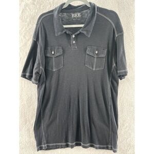BKE Buckle Shirt Men's XL Black Short Sleeve Polo Front Pockets